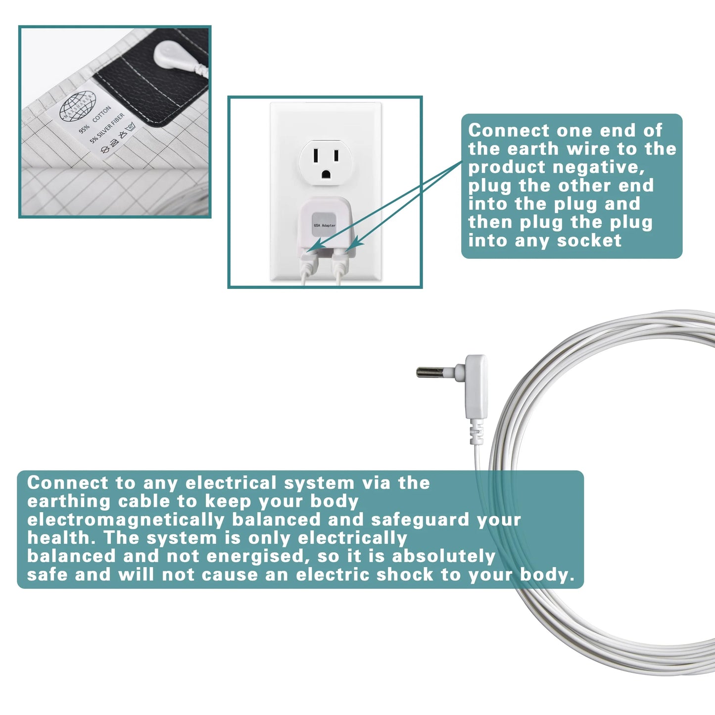 MAXSHARER Conductive Half Grounding bed sheet Organic Cotton Silver fiber Earthing grounding half flat sheet  for Natural health
